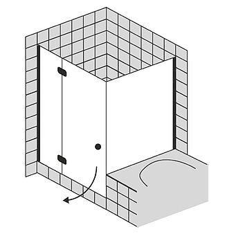 FORMAT Premium Tür mit Festteil/Seitenwand für Badewanne, Höhe 2000 mm